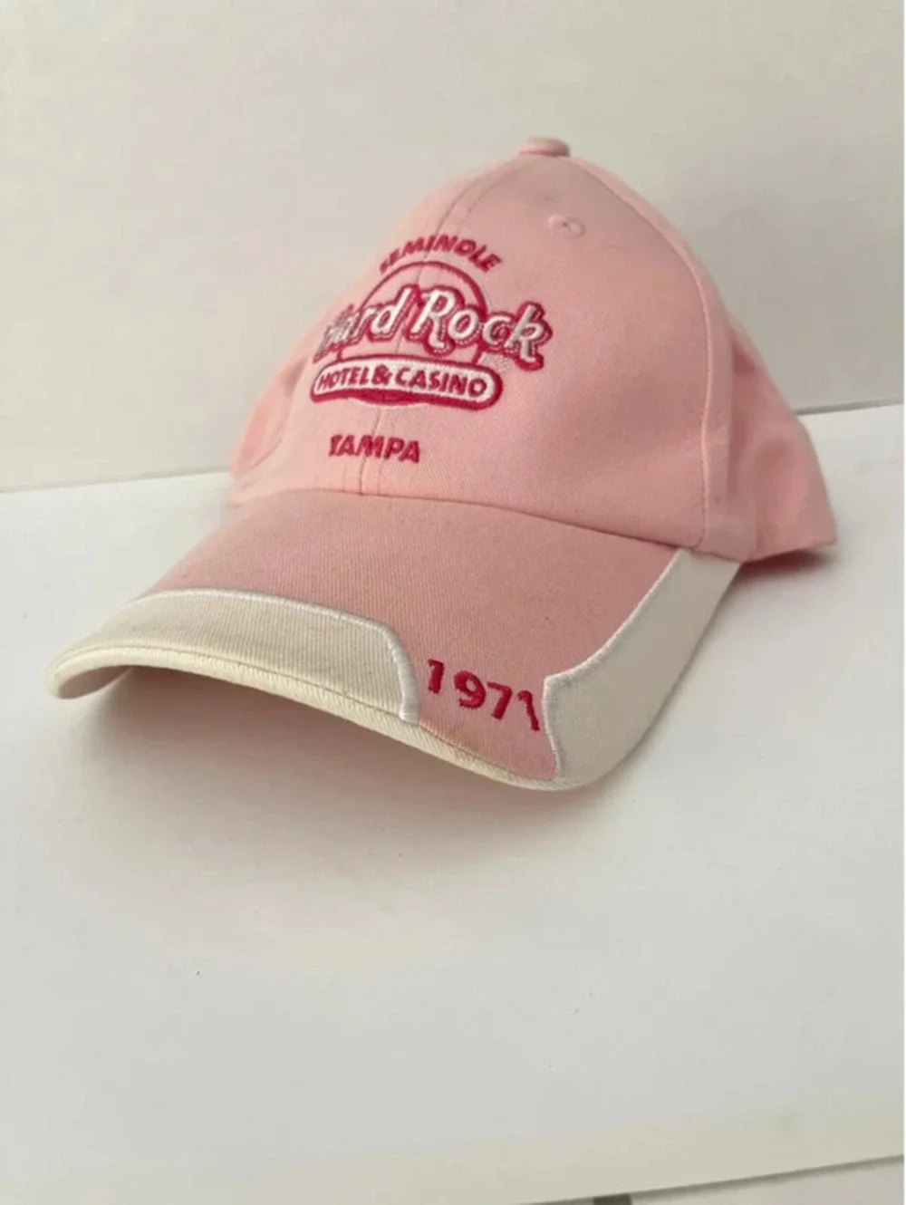 Hard Rock Hotel & Casino Seminole Tampa 1971 Hat Cap Light Pink adjustable Strap